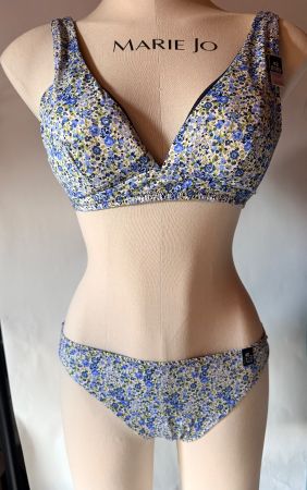 ETAM, Bikini LIBERTI, Grösse 40, Blau/Weiss Blumenmuster