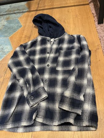 H&M Kapuzenhemd kariert blau weiss Grösse 140 gebraucht