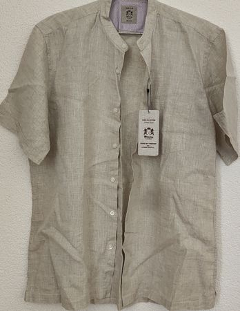 Herren Leinenhemd Henry Cotton beige Grösse M neu