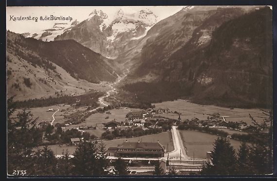 Cartoline postali: AK Kandersteg, Bahnhof und Blümlisalp – Usato da Berlin venduto da bartko-reher