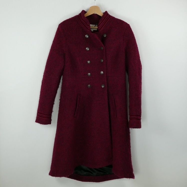 Dunkelroter Wollmantel, Gr. 38, cream | Kaufen auf Ricardo