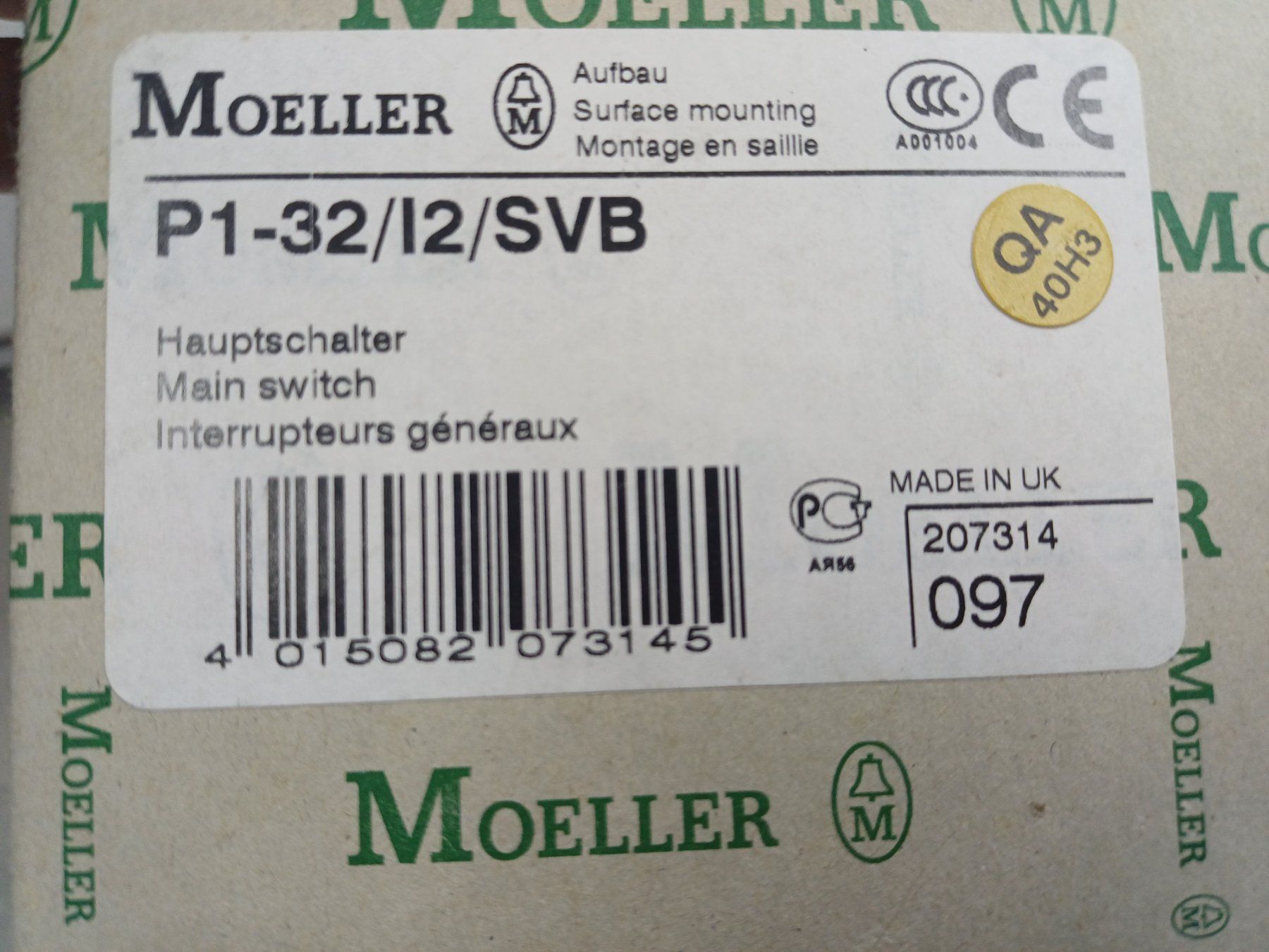 Interruttori: Moeller p1-32/i2/SVB – Usato da Ittigen venduto da ukuk476 2