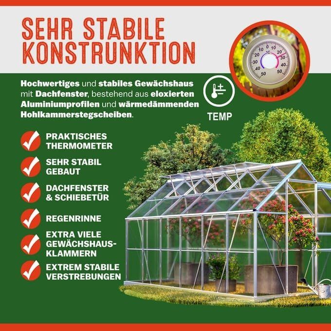 Treibhaus - 380x190x195cm 4 Dachfenster 3