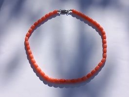 Edle Engelshaut-Korallen Kette ovel-Form NEU