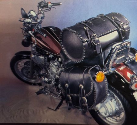 Route 66 Motorrad Gepäckrolle schwarz Leder 30 Liter