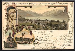 Litho Vevey, Ortsansicht von oben, St. M