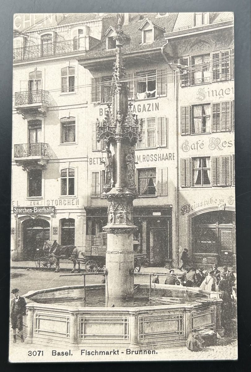 Cartoline postali: Basel Fischmarkt  – Usato da Horw venduto da Tellbub
