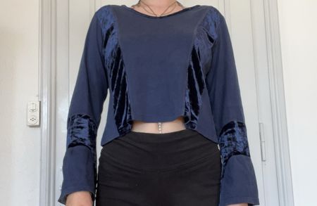 Shirt dunkelblau mit Samt 100% Baumwolle