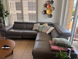 Ledersofa grau