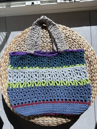 Borsa uncinetto multicolore fatta a mano 40cm