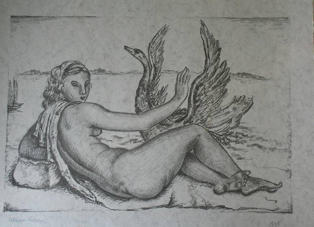 Arts picturaux & lithographies: Lithographie "Leda mit dem Schwan" von Albert Locca – D'occasion à Olten par retreat10