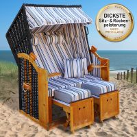 PREMIUM Strandkorb - GESTREIFT Grau/Blau/Olive Vollieger