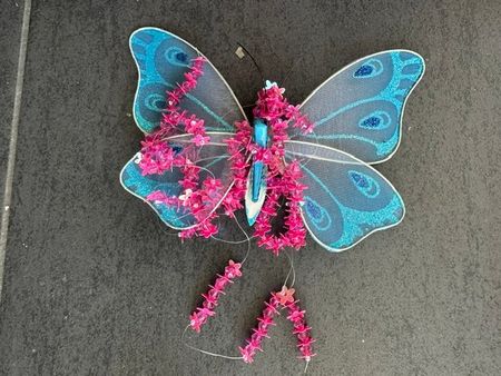 Deko-Schmetterling Türkis/Pink, neuwertig