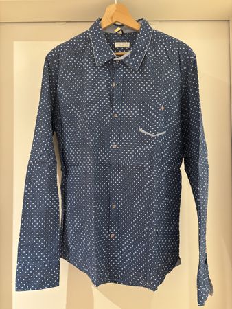 Sonny Bono Men's Shirt - Size L - Blue with White Dots