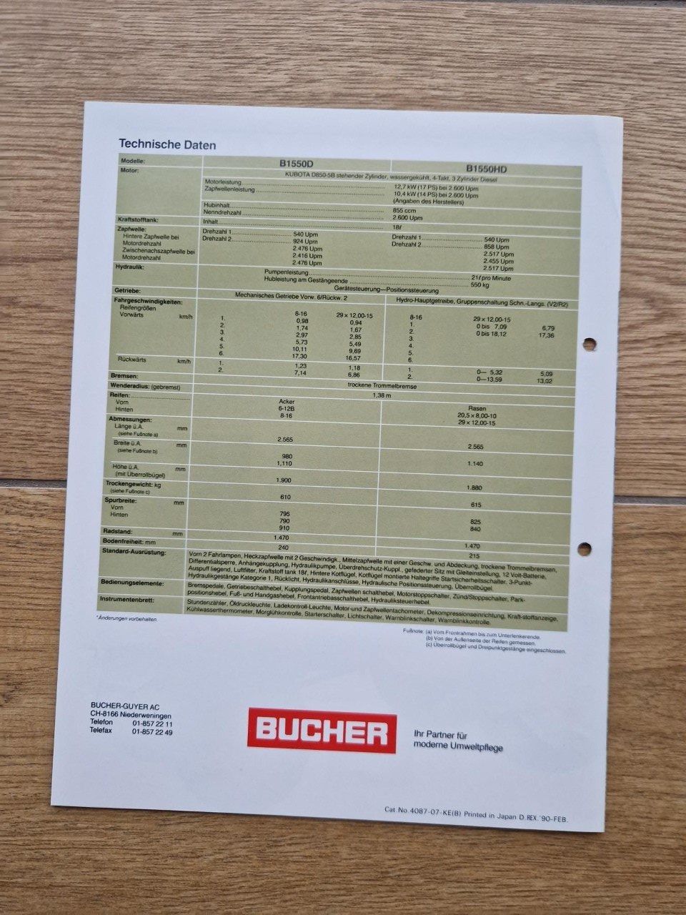 Trattori: Original Prospekt Kubota Traktor B1550D/HD – Usato da Dürnten venduto da Bachtel84 2