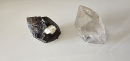 Kristall Set Quarz und Rauchquarz 2 Stück Mineralien