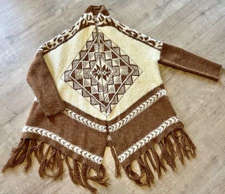 Tribal Azteken Strickjacke mit Fransen Grösse M