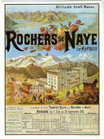 AK Rochers de Naye - Plakat mit Fahrplan von 1901