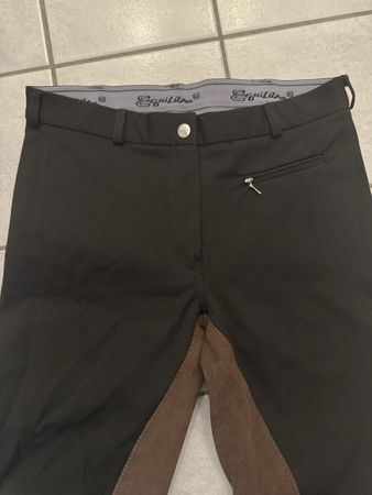Reithose Equilibre Damen Schwarz Braun Leder Besatz Grösse M