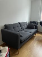 Skandinavisches 3-Sitzer-Sofa mit Stoffbezug, dunkelgrau