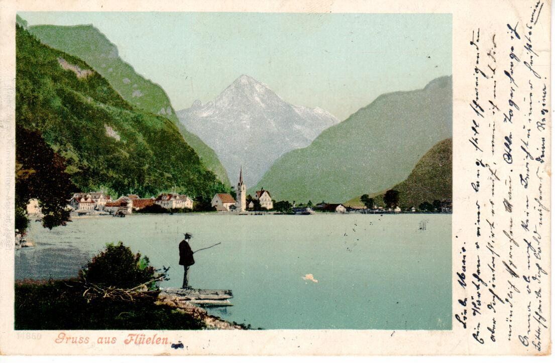 Ansichtskarten: Gruss aus Flüelen 1900 – Gebraucht aus Wolhusen von Curver9