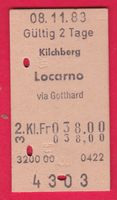 KARTON BILLETT, KILCHBERG - LOCARNO, 2.KLASSE, EINFACH