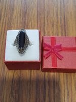 Vintage Onyx/Markasiten-Pyrit Steine Ring in 925er Silber
