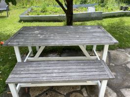 Gartentisch m. Bänken Holz, wetterfest, Sommer-Deal!
