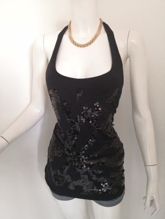 🤩MANGO TOP SCHWARZ MIT PAILLETTEN & RÜCKENFREI