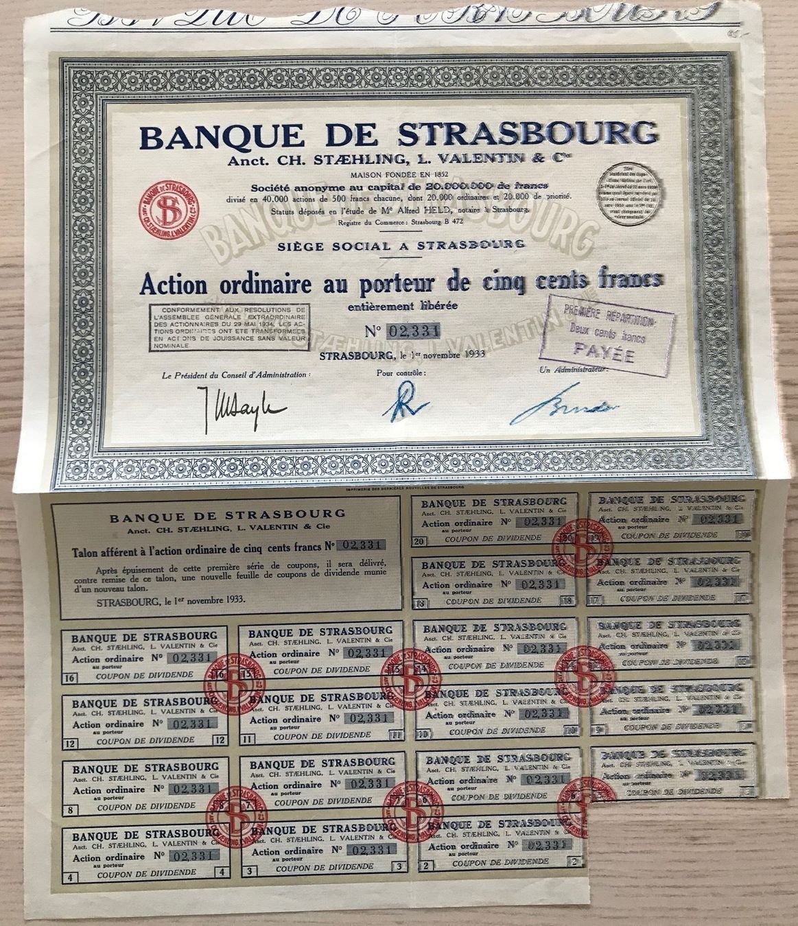 Documents: Banque De Strasbourg France – D'occasion à Rotkreuz par Parcore 1