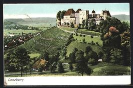 AK Lenzburg, Burg aus der Vogelschau