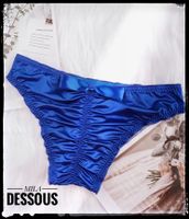 Herren Dreieckslip Sexy Blau Glänzend Maulbeerseide  🟡L🟡