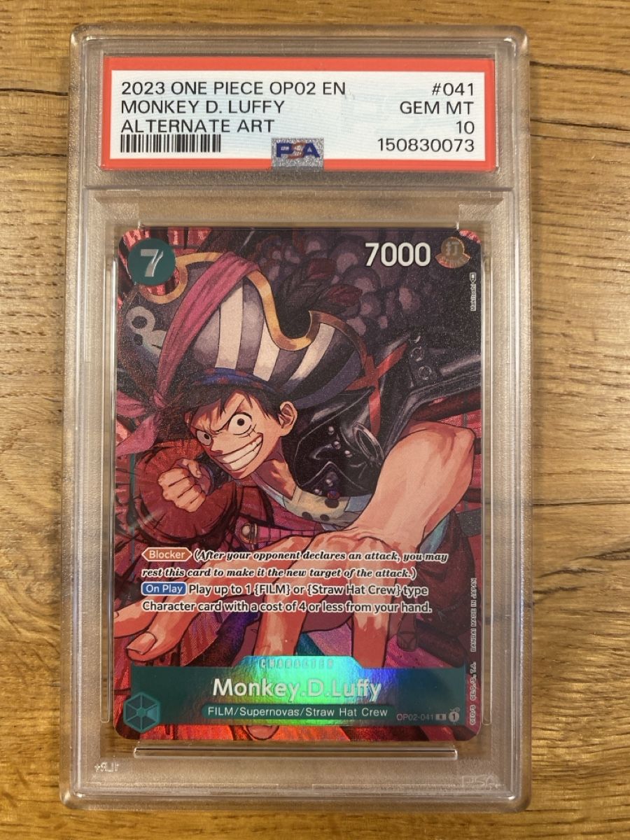 Bandai Carte collezionabili: One Piece Monkey.D.Luffy OP02 Alt Art PSA 10 – Nuovo (secondo la descrizione) da Amriswil venduto da AlpAde_