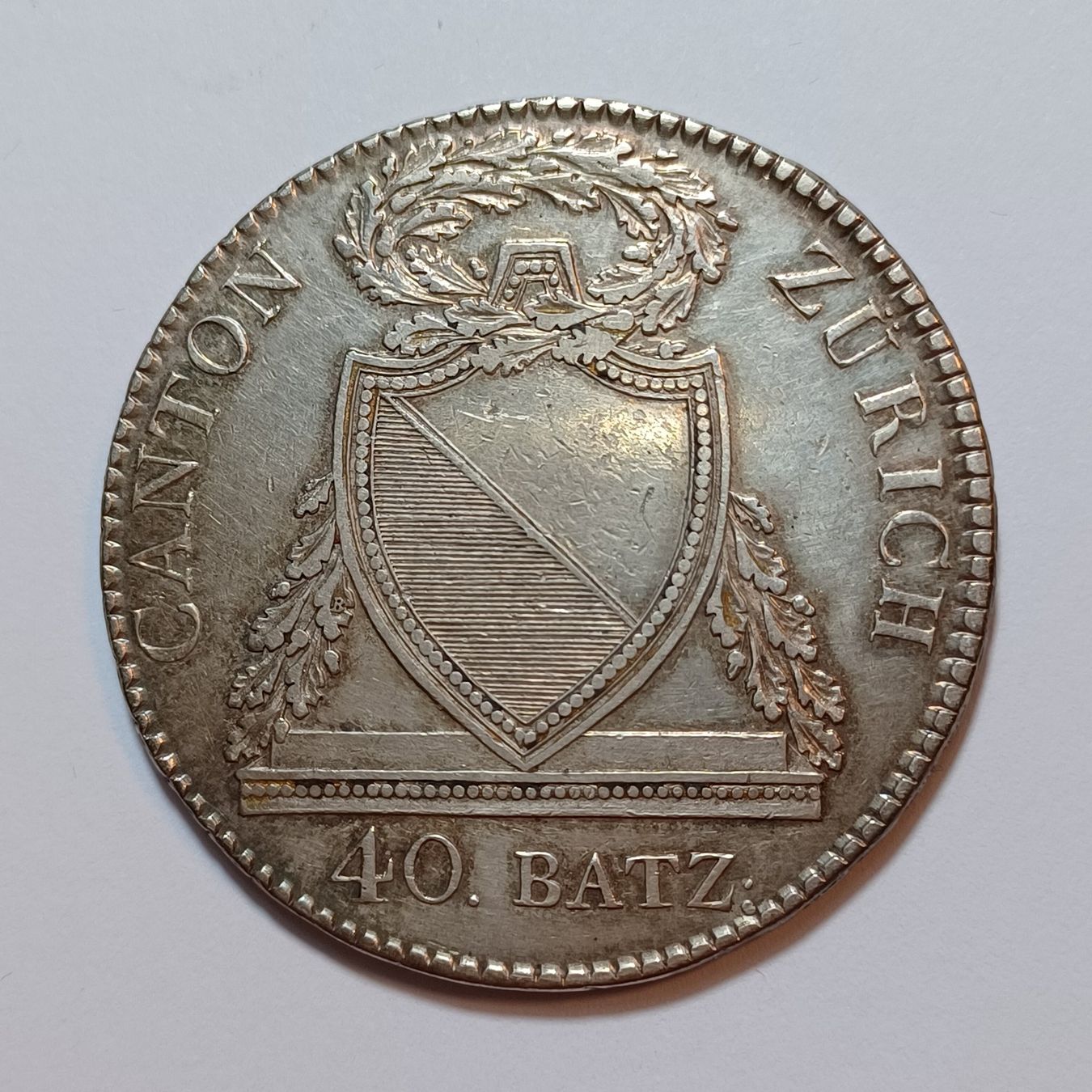 Tutti le monete: 40 Batzen 1813 Zürich – Usato da Pfäffikon ZH venduto da Schweizer_Muenzen