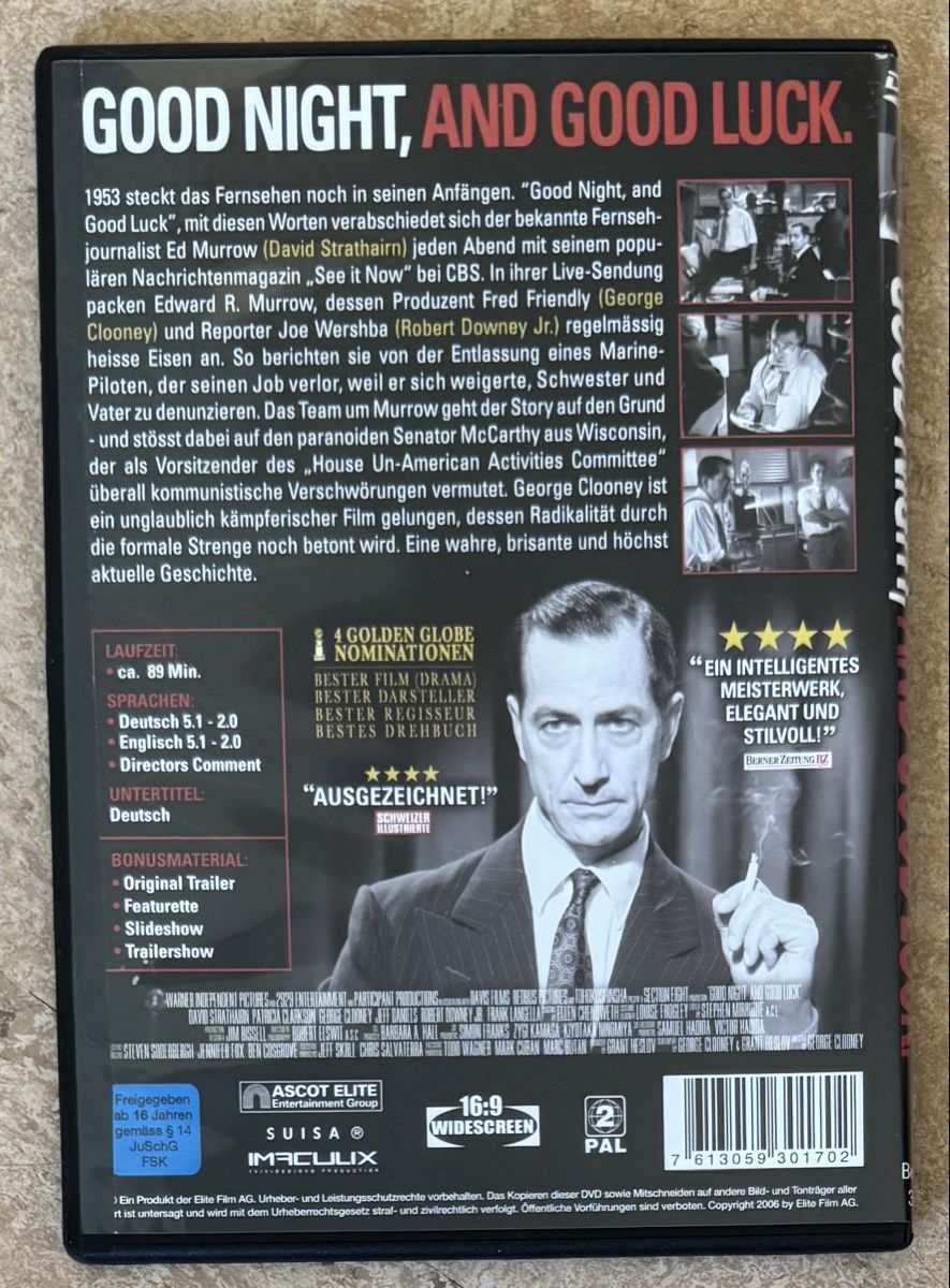 Tutti i DVDs: GOOD NIGHT , AND GOOD LUCK  – Nuovo (secondo la descrizione) da Dietikon venduto da AndreaSch01 1