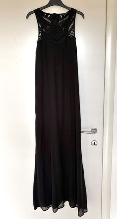 Next Schwarz langes gerades ärmelloses Viskose Kleid wie COS