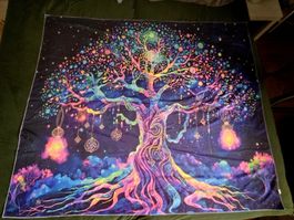 Wandtuch Lebensbaum bunt 150 × 125 cm