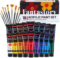 Acrylfarben Set 18 x 36ml Tube, Acrylic Paint mit 10 Pinseln