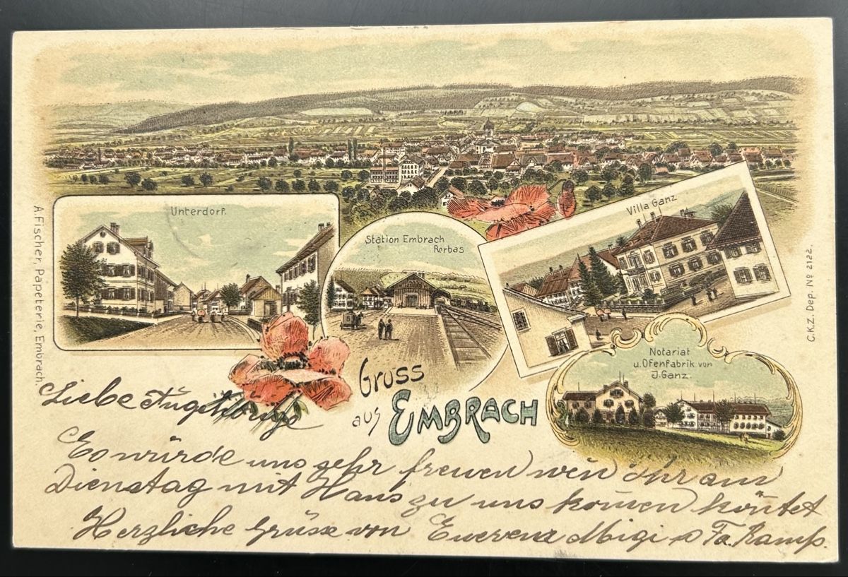 Ansichtskarten: Gruss aus Embrach Litho  – Gebraucht aus Horw von Tellbub
