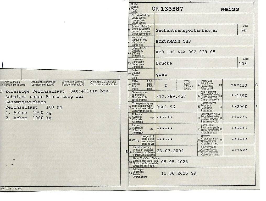 Remorques: Anhänger Böckmann CHS – D'occasion à Tschiertschen par RHasler 4