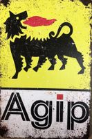 Agip Blechschild Metallschild Drachen Tankstelle Bleifrei 95
