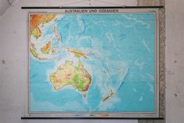 Wandkarte Australien + Ozeanien von 1966