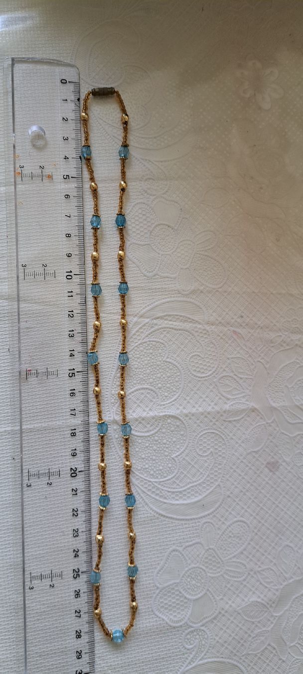 Catenine: Chic Beaded Necklace - Gold & Sky Blue - Spring Style Access – Nuovo (secondo la descrizione) da Bern venduto da mahilini 2