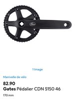 Pédalier vélo Gates CDN S150, 46 dents, noir - neuf !