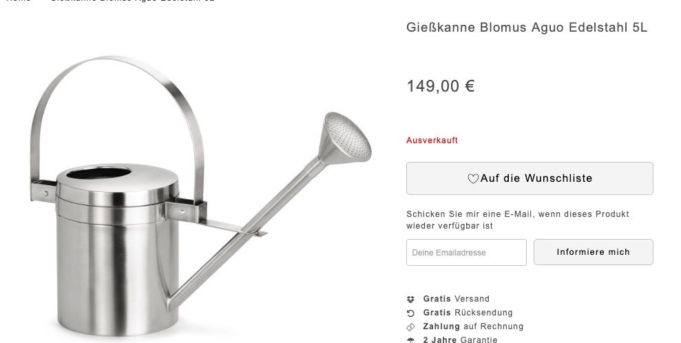 Bewässern & Giessen: BLOMUS Edelstahl Giesskanne 5L – Gebraucht aus Henggart von Struppi021 3