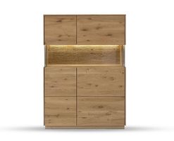 Highboard ST GALLEN Wildeiche massiv Bianco LED 103 x 145 cm