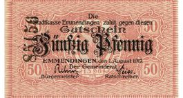 Emmendingen 50 Pfennig 01.08.1917 rot VZ++-UNZ