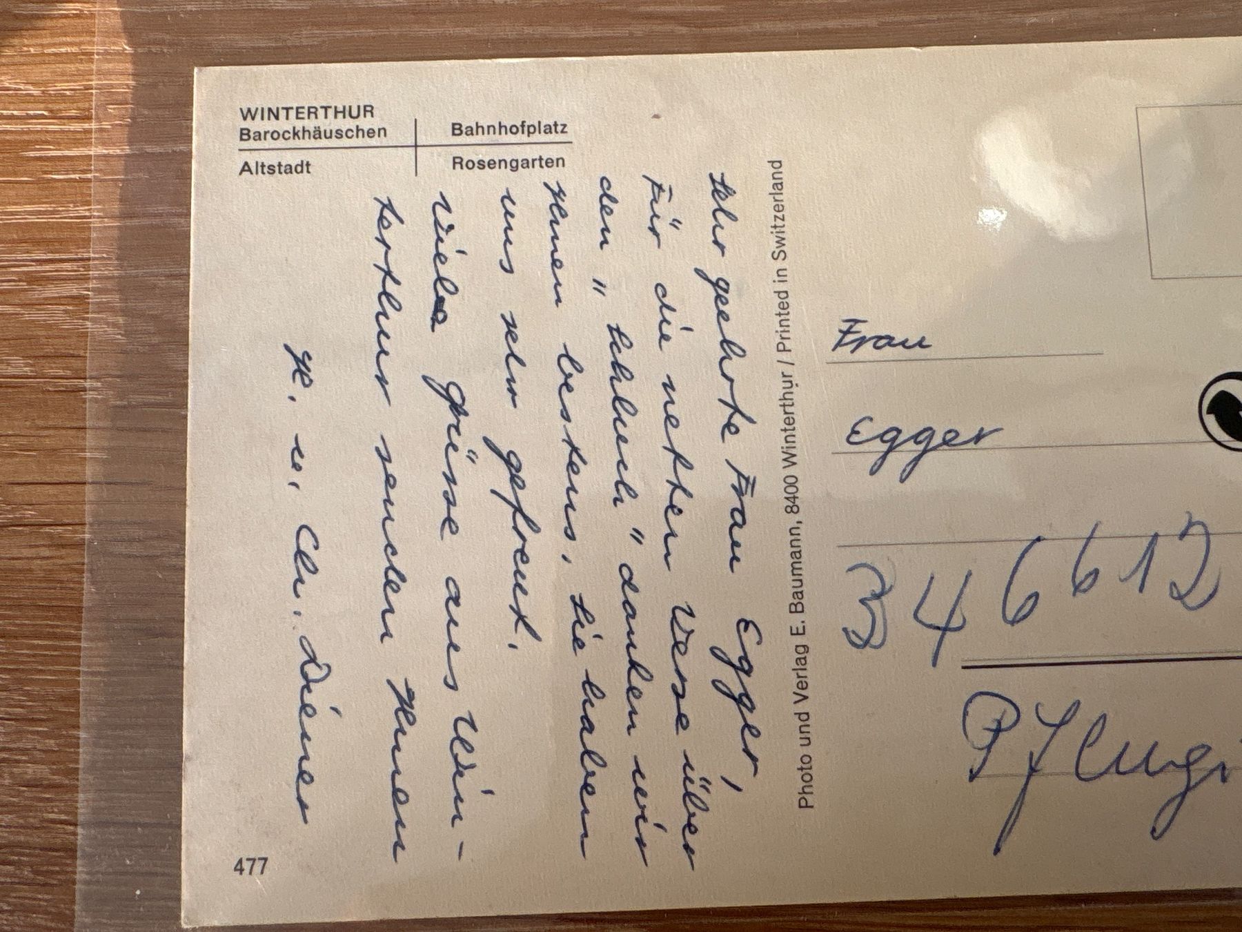 Ansichtskarten: Ansichtskarte Winterthur – Gebraucht aus Reinach BL von argentOro_1 1