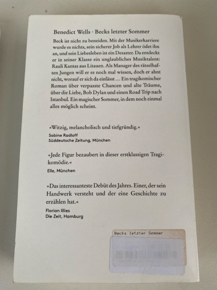 Libri: Benedict Wells: Becks letzter Sommer – Usato da Schmerikon venduto da tam_k9vb 1