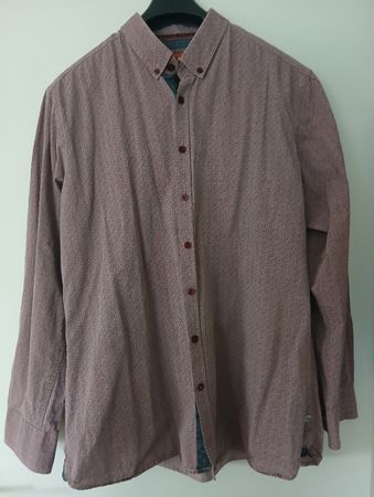 Emilio Adani XL Cotton Shirt - Burgundy, Regular Fit